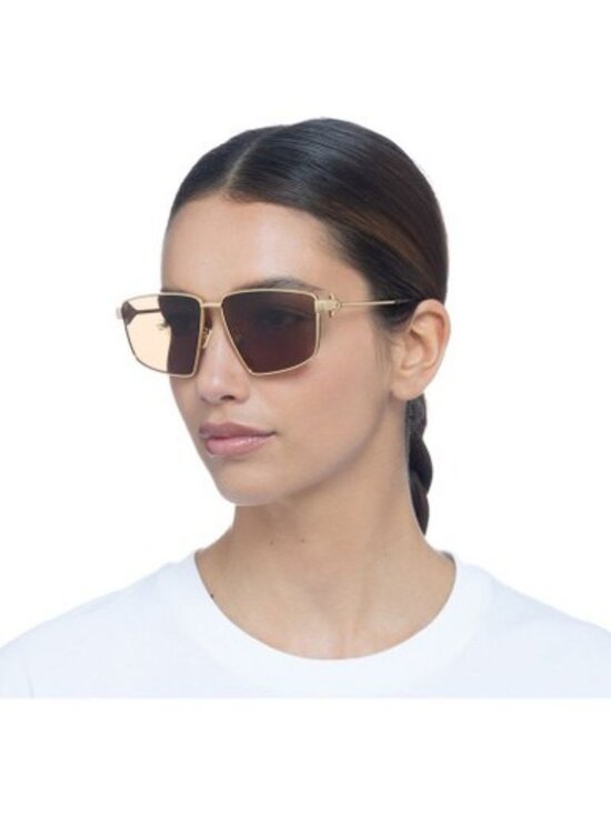 Bottega Veneta BV1223S 003 Sunglasses Silver Geometric Frame, Green Lenses main image 7